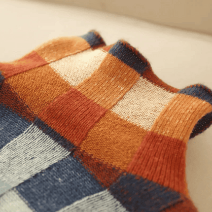 Women's Luxurious Mongolian Cashmere Turtleneck Sweater | Patchwork Design | Ultra-Soft | High Neck | Classic Fit | Vibrant Mélange Details | Cozy Warmth | Hand Wash | Perfect Winter Layer