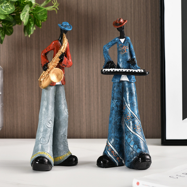 Band Art Sculpture | Hand-Painted Resin Musician Figurines | Unique Home Decor | Collectible Statue | Gifts for Fans | Vintage-Style Design | Singer, Guitar, Piano, Saxophone, Trumpet