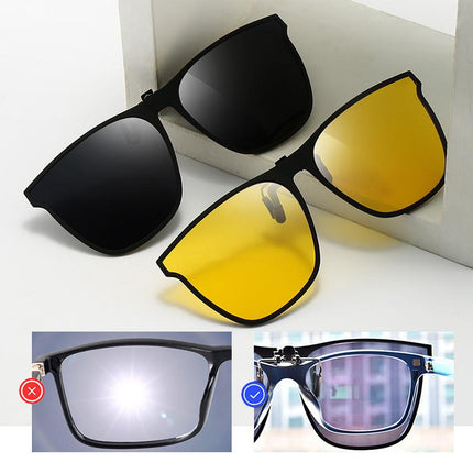 Polarized Clip-On Sunglasses | UV400 Lens | Lightweight Magnesium Alloy | Reduces Eye Strain | Flip-Up Design | Multilayer Coatings | Scratch-Resistant | Compact and Easy to Attach | Various Colors