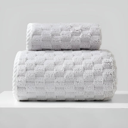 Pure Soft Fleece Towels | Cozy Breathable 2-Piece Set | Includes Bath & Hand Towel | Durable with Tight Stitching | Top Hanging Loop | Machine Washable | Everyday Luxury & Comfort