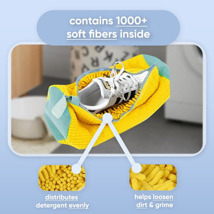 Microfiber Shoe Care Bag | Protects from Water Damage | No Fading or Shrinking | Gentle Cleansing for All Shoe Types | Reusable & Washable | Innovative Shoe Cleaning Accessory with Soft Bristles