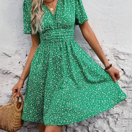 V-Neck Dress for Women | Elegant Casual Style | Versatile Green | S-XL | Perfect for Summer Outings