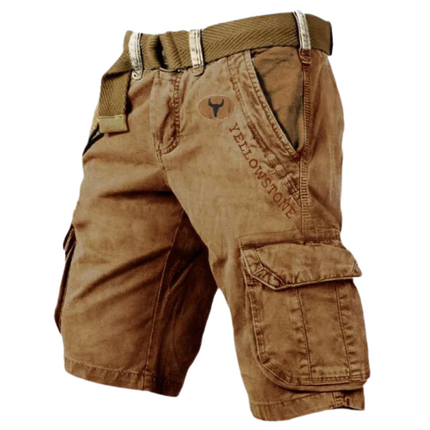 Men's Cotton-Polyester Cargo Shorts | Multiple Pockets | Adjustable Waistband | Versatile Fit | Above-the-Knee Length | Sizes S-5XL | Neutral Colors | Comfortable & Functional Wear