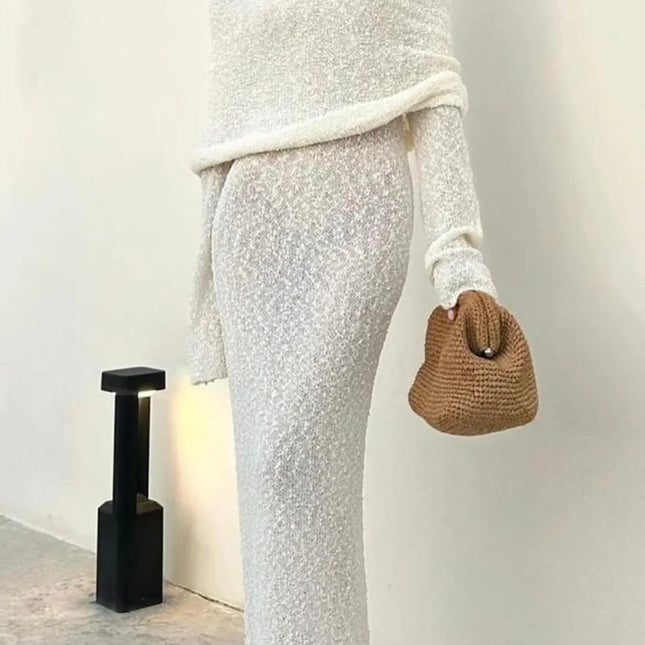 Juliëtte - Off Shoulder Gebreide Maxi Dress - Visconte