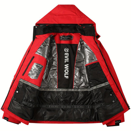 Evil Wolf Ski Suit | Insulated & Water-Repellent | Breathable Material | Adjustable Hood & Cuffs | Snow Catchers | Zippered Pockets | Warmth & Comfort for Extreme Conditions | AlpineGlide