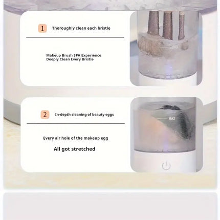 Electric Makeup Brush Cleaner | USB Rechargeable | High Power Deep Clean | Universal Compatibility | Effortless Operation | Sleek Design | Quick & Easy Cleaning | Ideal for All Sizes | Includes Silicone Pad & USB Cable