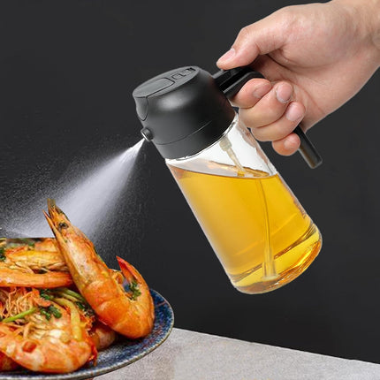 2-in-1 Oil and Vinegar Glass Dispenser Sprayer | BPA-Free | 10oz Capacity | Ergonomic Non-Slip Grip | Versatile for Cooking, Baking, Grilling | Efficient Oil Control | Dishwasher Safe