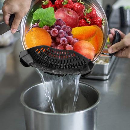 Silicone Clip-On Strainer | Heat-Resistant Snap-On Design | Fits All Pots, Pans & Bowls | Compact & Easy Storage | Durable Kitchen Gadget | Dishwasher Safe | Innovative Straining Solution