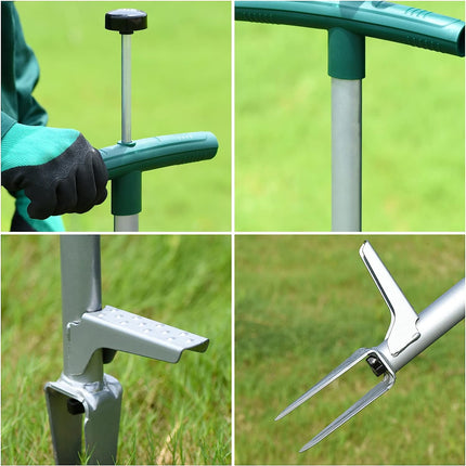Upgraded Manual Standing Weed Puller | 43" Long Handle | High Duty Stainless Steel for Easy Weed Removal | Efficient Weeder Claw Tool for Dandelions, Thistles, Crabgrass | Soil Aeration | Ergonomic Gardening Tool