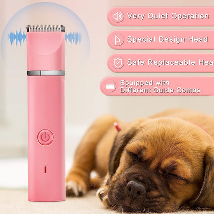 Dog Grooming Clippers Kit | Low Noise Hair Clippers for Dogs | Quiet & Effective Pet Grooming Tools | Cordless Design | Includes 3 Trimmer Heads & Nail Grinder | Lightweight & Portable | Washable & Easy to Use