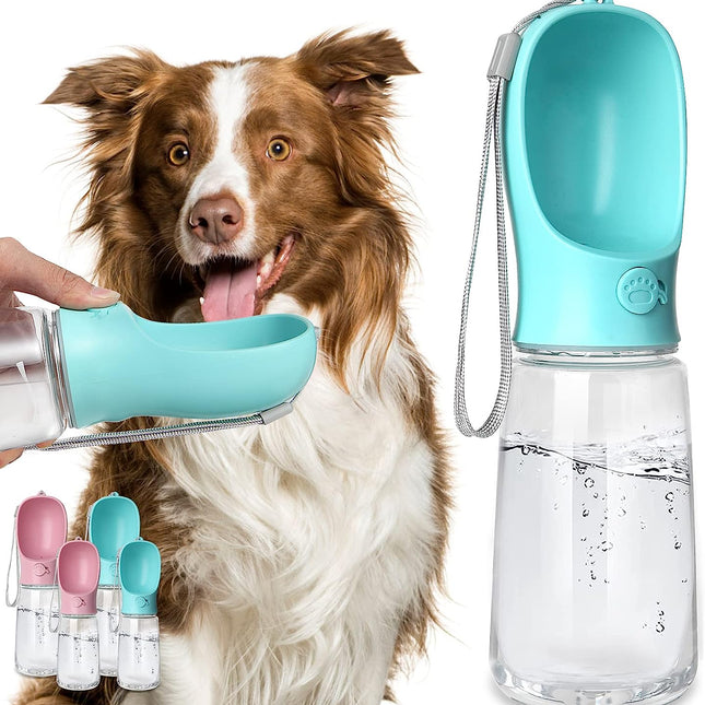 Portable Dog Water Bottle | Leakproof Dispenser with Large Trough | Travel Feeder for Pets | Reusable Water Collection | One-Hand Operation | 19oz Capacity | Safe Food-Grade Plastic | Easy Carry Design
