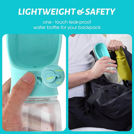 Portable Dog Water Bottle | Leakproof Dispenser with Large Trough | Travel Feeder for Pets | Reusable Water Collection | One-Hand Operation | 19oz Capacity | Safe Food-Grade Plastic | Easy Carry Design