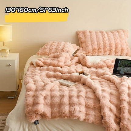 Double-Sided Faux Rabbit Fleece Blanket | Soft Plush Comfort for Bedroom, Living Room & Travel | Cozy All-Season Use
