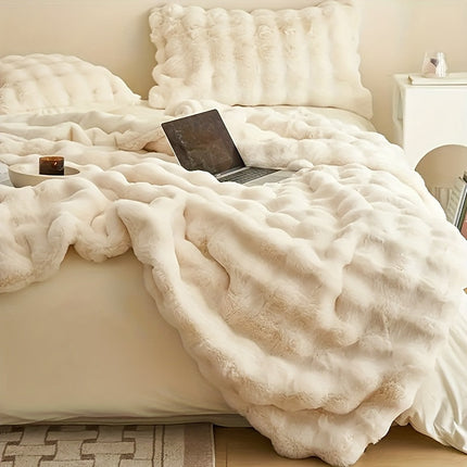 Luxurious Rabbit Fleece Blanket | Hypoallergenic & Tear-Resistant | Plush Comfort for Bed, Sofa & Office | All-Season Warmth | Modern Polka Dot Design | Perfect for Home & Travel