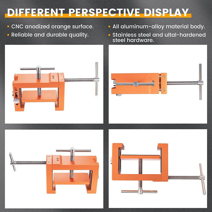 Professional Cabinetry Clamps | Aluminum Alloy Body | Stainless Steel Rods | Two Interchangeable Drill Guides | Quick Cabinet Face Frame Installation | Rubber Protection Pads | CNC Anodized Surface
