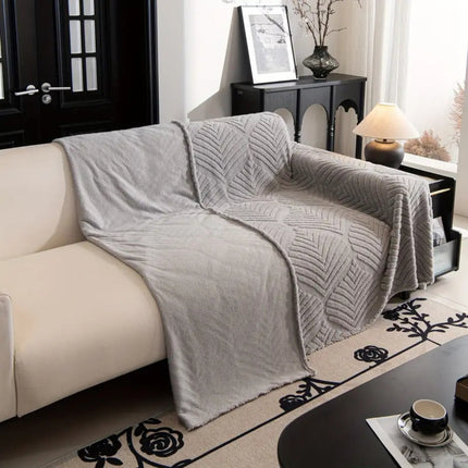 Elegant Herringbone Leaf Fleece Sofa Protector | Plush Cotton-Polyester Blend | Non-Slip, Machine Washable | Fits 2-4 Seat Sofas | Pet-Friendly Sofa Cover