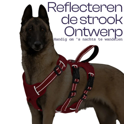 Padded Reflective Dog Harness with 3 Secure Points | Buckle Closure | Halter Control | Easy-On Comfort | Available in Khaki & Red | Sizes S to XL | Nylon Material | Ideal for Pit Bulls & Other Breeds