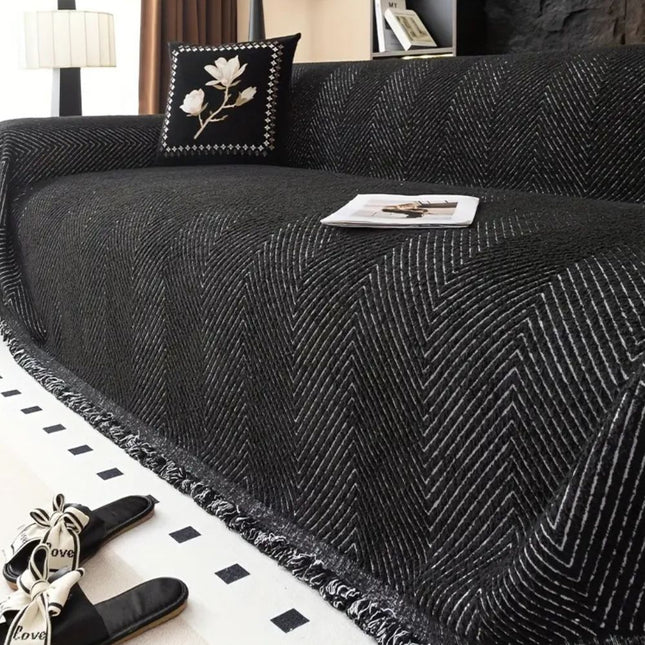 Herringbone Sofa Cover | Stripe Design | Non-Slip Protection | Durable Microfiber | Stain & Spill Resistant | Pet Hair Shield | Secure Fit | Machine Washable | Lightweight Comfort | Home Decor Transform