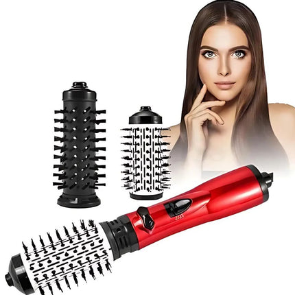 360° Rotating Hair Dryer Brush | Two Interchangeable Brushes | Multi-directional Styling | Adjustable Temperature Settings | Ergonomic Design | Negative Ion Technology | Suitable for Dry and Wet Hair | 1000W