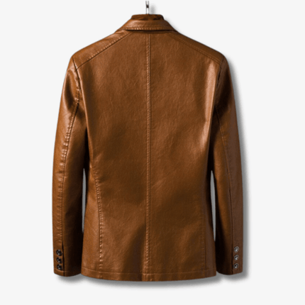 Armoire Melbourne | Men's Premium Leather Jacket | Buttoned Closure | Timeless Design | Comfortable Tailored Fit | Versatile Outerwear | Multiple Pockets | Durable & Stylish | Black | Size Range - Medium to XXL