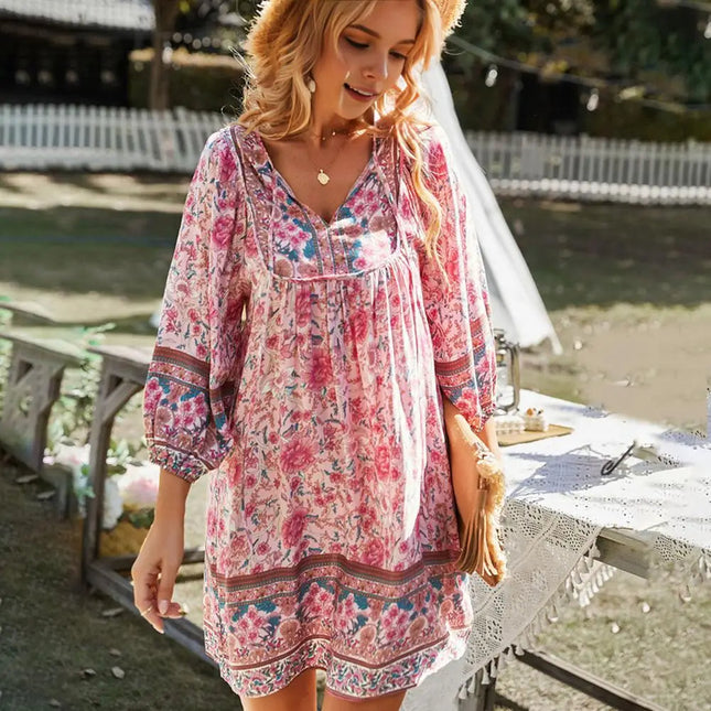 PERRY | Women's Loose Fit Boho Dress | Floral Patterns | Breezy Summer Wear | Day to Night Transition