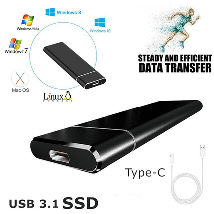High-Speed External SSD | Up to 520MB/s | Aluminum Alloy | Type-C/USB 3.1 Ports | Multicolor Options | Compact and Portable | Compatible with Windows/Android | Ideal for Data Backups