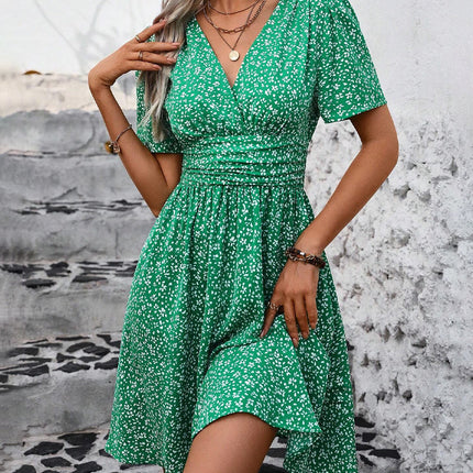 V-Neck Dress for Women | Elegant Casual Style | Versatile Green | S-XL | Perfect for Summer Outings