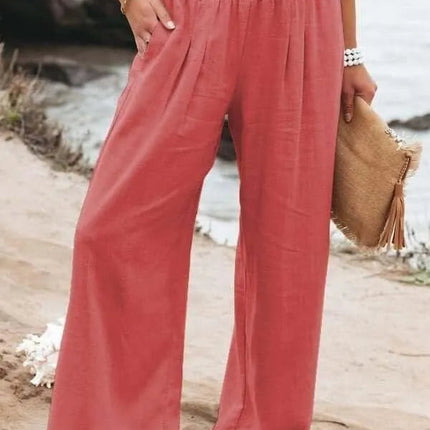 Giorgia - Casual wijde katoen-linnen broek - Visconte