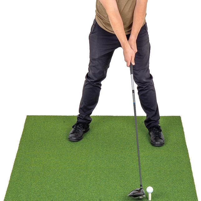 Golf Practice Mat | 5x4 ft Artificial Turf | 15mm Non-Slip Foam Padding | Indoor/Outdoor Training | 6 Teeing Positions | Includes 3 Rubber Tees for Drivers | Synthetic Grass for Realistic Feel