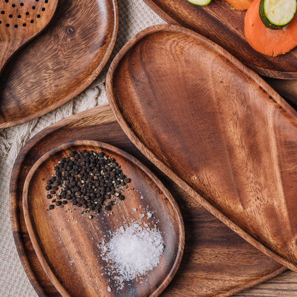 Acacia Wood Elegant Serving Platters | Rustic Durable Tableware | Indoor Dining & Outdoor Adventures | Lightweight Picnic Essential | Scratch & Water Resistant | Perfect Gift Idea | Unique Natural Finish