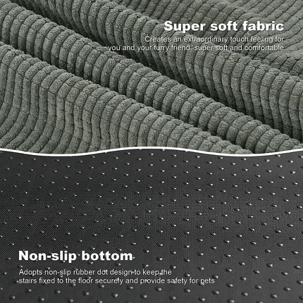 Dog Steps for Small Pets | High-Density Foam | Non-Slip | Wood Climbing | Easy Clean | Fits High Beds & Sofas | Practical Nordic Design | Support for Cats & Elderly Dogs | Gray 3-Step with Removable Cover