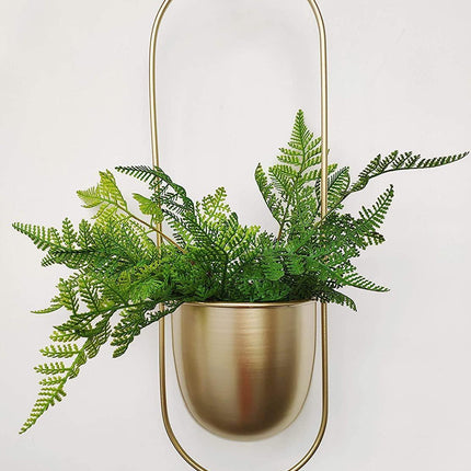 Durable Halo Iron Hanging Planter | Inky Black or Gold | Circular or Oblong Shape | Modern Indoor/Outdoor Decor | Includes Metal Chain & Hardware | Minimalist Design for Plants