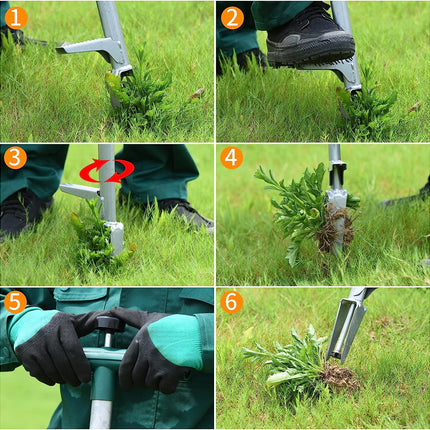 Upgraded Manual Standing Weed Puller | 43" Long Handle | High Duty Stainless Steel for Easy Weed Removal | Efficient Weeder Claw Tool for Dandelions, Thistles, Crabgrass | Soil Aeration | Ergonomic Gardening Tool