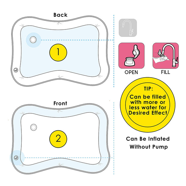 Inflatable Baby Tummy Time Mat | Premium Water Play Pad | Stimulates Development | BPA Free | Leak-Proof PVC | Easy Setup | Sensory Toy with Floating Graphics | Ideal for Infants 3+ Months | 26"x20"