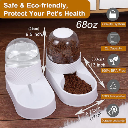 Automatic Pet Feeder | 2L Capacity | Water Dispenser Set | No Spill Design | Easy Clean | BPA-Free | Gravity Feeding System | Cat & Dog Bowl Set | Health and Eco Friendly