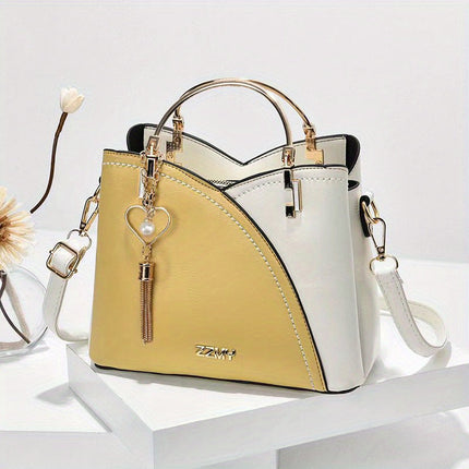 YSL Essential Luxury Leather Shoulder Bag | Vibrant Color Block Design | Stylish Tassel Accents | Spacious Interior