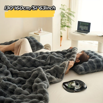 Double-Sided Faux Rabbit Fleece Blanket | Soft Plush Comfort for Bedroom, Living Room & Travel | Cozy All-Season Use
