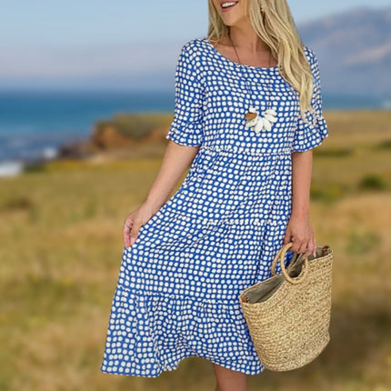NOOSA | Breezy Dots Women's Dress | Lightweight Summer Comfort | Playful Pattern | Ruffled Silhouette