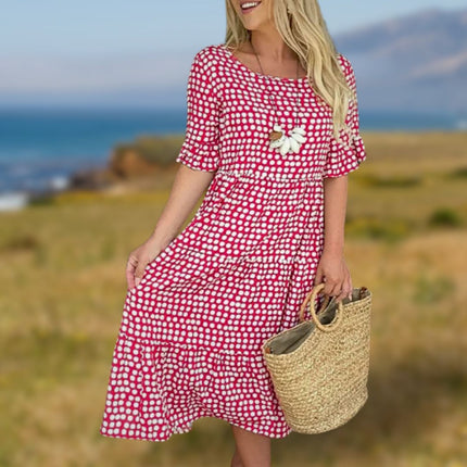 NOOSA | Breezy Dots Women's Dress | Lightweight Summer Comfort | Playful Pattern | Ruffled Silhouette