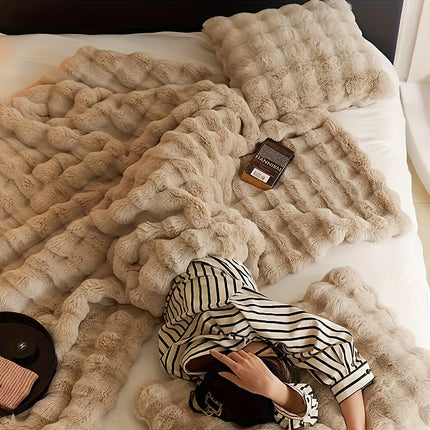 Luxurious Rabbit Fleece Blanket | Hypoallergenic & Tear-Resistant | Plush Comfort for Bed, Sofa & Office | All-Season Warmth | Modern Polka Dot Design | Perfect for Home & Travel