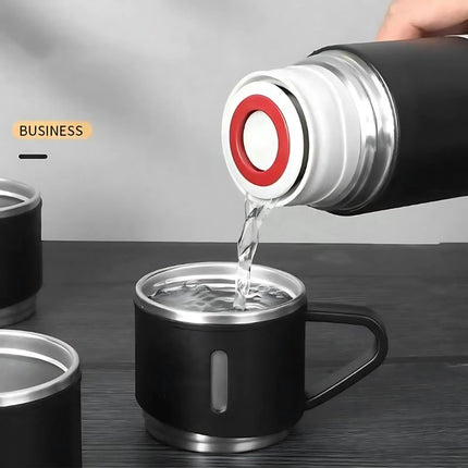 Stainless Steel 500ml Insulated Thermal Mug | Double-Walled Vacuum | 3 in 1 Set | Keeps Drinks Hot or Cold for 12 Hours | Includes Convenient Drinking Cup | Rust-Proof and Leak-Proof Design | Ideal for Travel & Daily Use