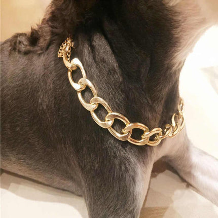 Gold Plated Stylish Pet Chain Collar | Hip-Hop Design | Durable Plastic | Multiple Sizes | Trendy & Lightweight | Comfortable Fit | Enhances Pet Elegance | Various Colors Available