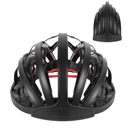 Foldable Cycling Helmet | Compact Design | EPS Lining | ABS Shell | 30 Ventilation Openings | Adjustable Fit | High Performance Padding | Adult Size 22-24 Inches | Black, White | Lightweight 225g