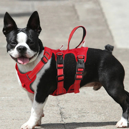Padded Reflective Dog Harness with 3 Secure Points | Buckle Closure | Halter Control | Easy-On Comfort | Available in Khaki & Red | Sizes S to XL | Nylon Material | Ideal for Pit Bulls & Other Breeds