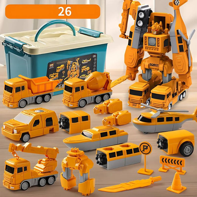 Magnetic Snap-Together Transform Car Toy | Educational STEM Building Set for Kids 2+ | Innovative Problem-Solving and Imaginative Play | Safe ABS Material | Includes Engineering and Military Series Pieces