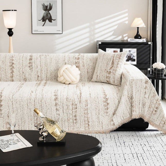 Almond Crest Sofa Protector | Chenille Fabric | Full Coverage Sofa Shield | Neutral Stylish Design | Lounging Comfort | Protects from Pet Fur & Stains | Machine Washable | Fade & Pill Resistant