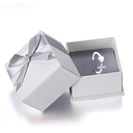 Unique Design S925 Sterling Silver Cross Heart Ring | Adjustable | Nickel and Lead-Free | White Gold Plated | Versatile Jewelry Gift for Loved Ones