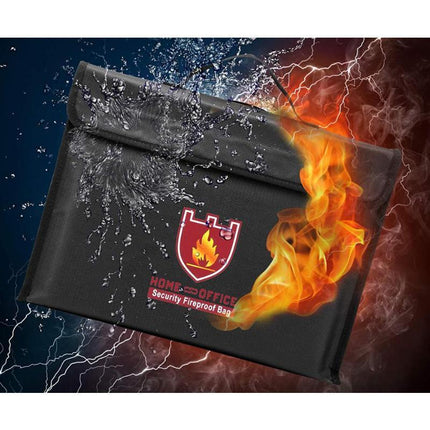 Fire-Resistant Document Folder | Silicone Coated Fiberglass | Double-Layered Closure | 15-Inch Opening | Water-Repellent | Adjustable Strap | Black | 38x28x7.5cm | Protects Up to 2000°F