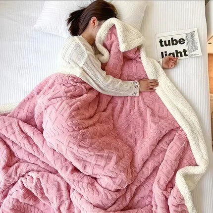Thick Lambswool and Fleece Winter Blanket | Luxury Warm Layers | Breathable Insulation for Cold Weather Comfort