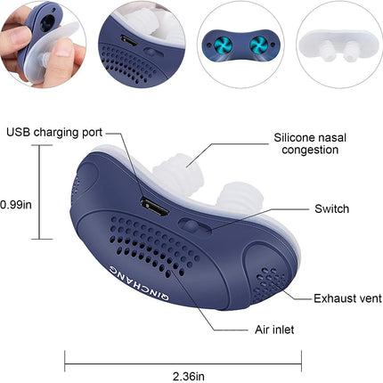 Micro CPAP Device | Advanced Anti Snore Technology | Adjustable Comfort Levels | USB Rechargeable | Silent & Discreet Operation | Built-in Air Purifier | Compact & User-Friendly Design | Blue/White